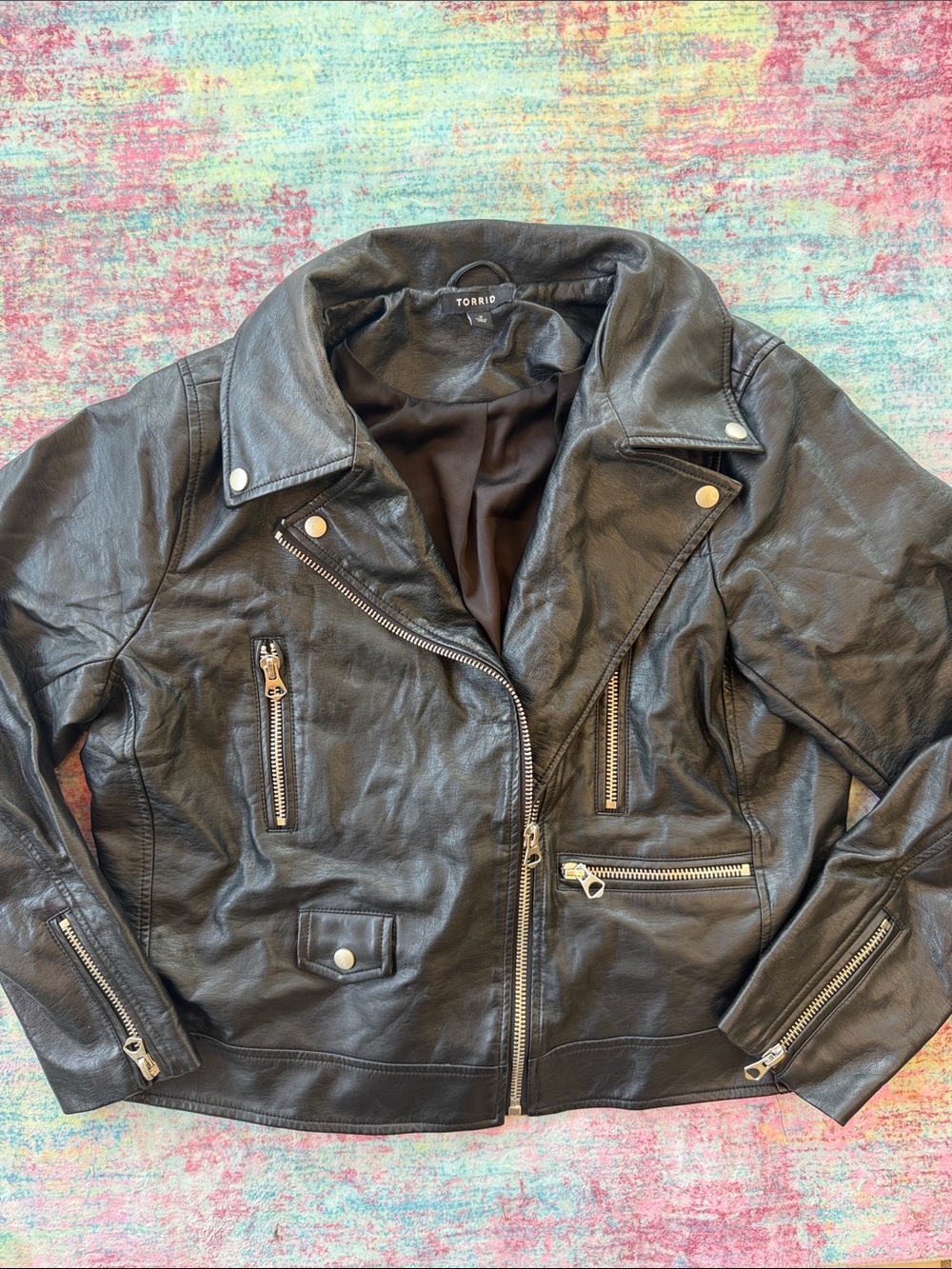 torrid Black Faux Leather Moto Jacket with Zip Details